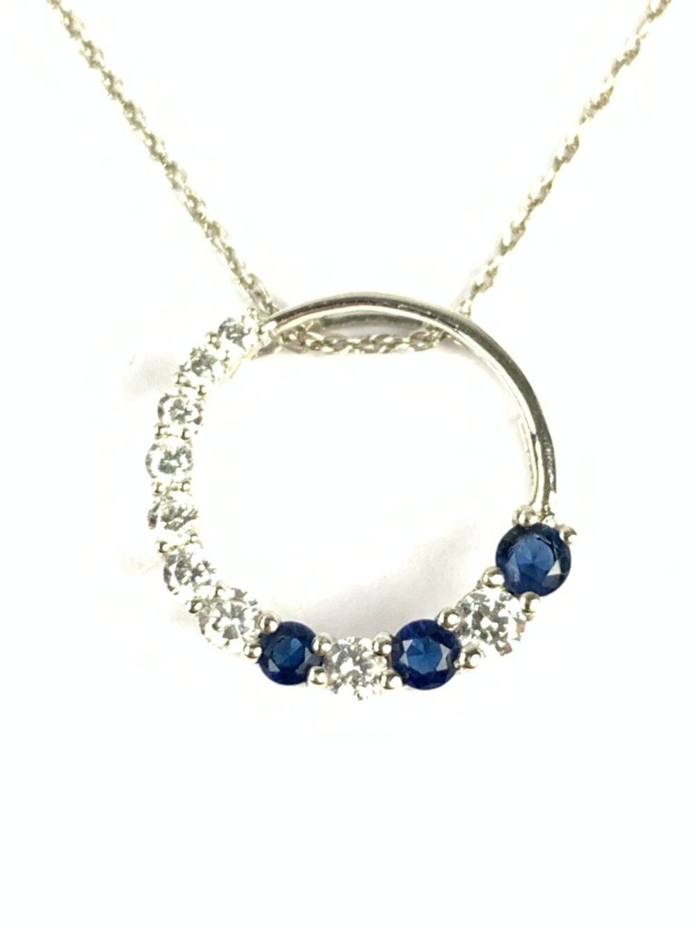 Sterling Silver Cubic Zirconia Circle Pendant Necklace